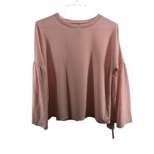 NWT Xhilaration Pink Thermal Waffle Knit Bell Sleeve Top Women's Size Small
